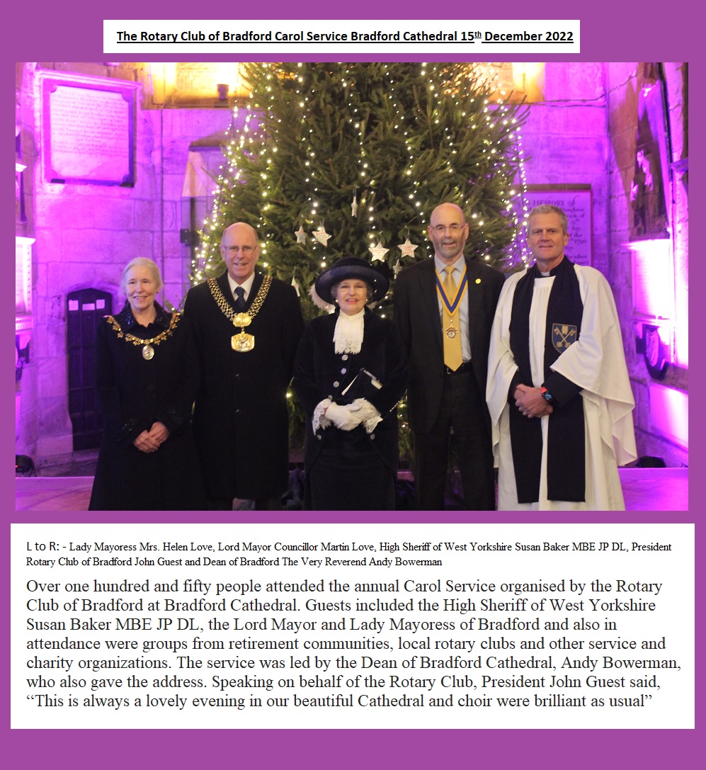 THREAD: We were delighted to welcome the Rotary Club of Bradford for their 100th Anniversary Carol Service on Thursday evening.

#FollowTheStar (1/4)