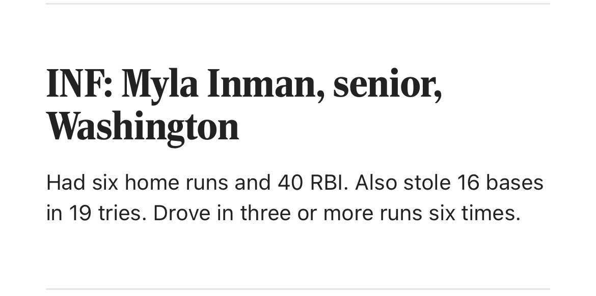 WHSBlueJaysSB's tweet photo. Congratulations to Myla Inman for being named to the STL Post Dispatch All-Metro 2nd Team https://t.co/aF25OmVHwN