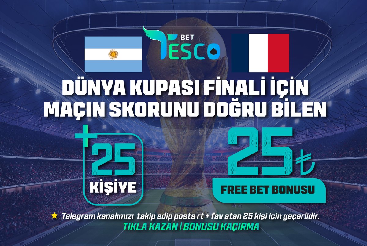 ❓Maçın Skorunu Bilen Ve
😍Telegram Kanalımızı Takip Eden
💰25 Kişiye 25₺ Free Bet
🔄 Çevrimsiz, Yatırımsız
‼️Son İşlem Bonus Olmamalı
⏰Son Katılım Pazar 18:00⏰
📌RT + Kullanıcı Adını Ve Tahminini Yoruma Yaz

🔽Telegram🔽
heylink.me/tescobet