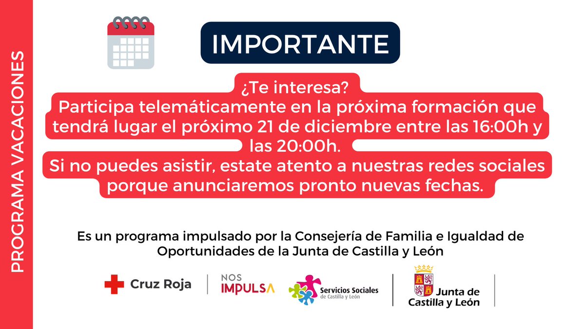 cruzrojava's tweet photo. Si sientes el deseo de ayudar, puedes participar en el #ProgramaVacaciones de @familiajcyl 
Familias solidarias de cualquier tipo se comprometen a compartir su tiempo de vacaciones con niñ@s y adolescentes de entre 7 y 17 años, pertenecientes al Sistema de Protección @jcyl https://t.co/7aycXkRCLt