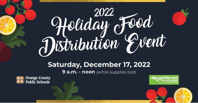 OCPS Food & Nutrition (@ocps_fns) on Twitter photo Reminder, this Saturday morning - Dec. 17. Food will be distributed from 9 am to noon (or while supplies last) at several school. Click here for list ow.ly/qSv250M2gfe
Please share this post so friends in need can pick up some holiday food.
Partnering with <a href="/feedhopenow/">Second Harvest Food Bank of Central Florida</a> Reminder, this Saturday morning - Dec. 17. Food will be distributed from 9 am to noon (or while supplies last) at several school. Click here for list ow.ly/qSv250M2gfe
Please share this post so friends in need can pick up some holiday food.
Partnering with <a href="/feedhopenow/">Second Harvest Food Bank of Central Florida</a>