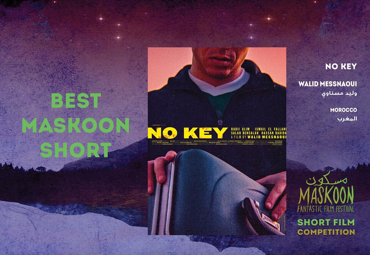 MaskoonFFFest's tweet image. The jury has given its verdict. 
Congratulations to the #MaskoonFFF Arab Genre Short Film competition winners! 

-Walid Messnaoui, No Key winner of the Best Maskoon Short award. No Key will be part of the competition at @fantaspoa