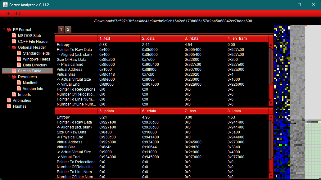 struppigel's tweet photo. Finally it is there: A GUI version of PortexAnalyzer🔎

PortexAnalyzer is a free PE parser tailored for malware analysis. It uses the library PortEx.

🔽Download: https://t.co/iVRhxI0tES
#PortEx #PortexAnalyzer https://t.co/qitX91inwz