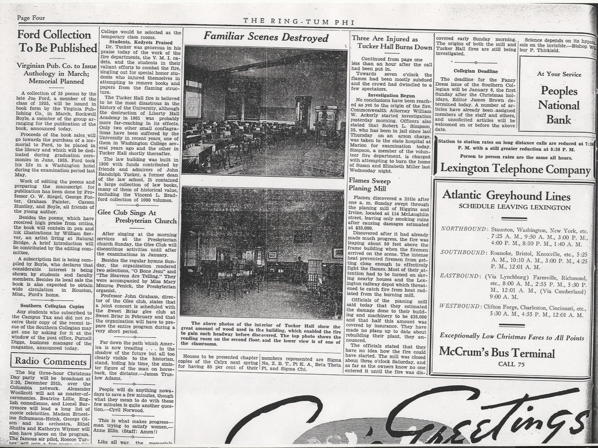 Thehappening_rc's tweet photo. Washington and Lee University History Tucker Hall Fire Dec 16, 1934
#virginia #rockbridgecounty #historybuff #college #collegelife #news #historical #localnews #fire #burn #firedepartment #winter #past #vahistory #virginiahistory #usa https://t.co/aP3fN0DjJz
