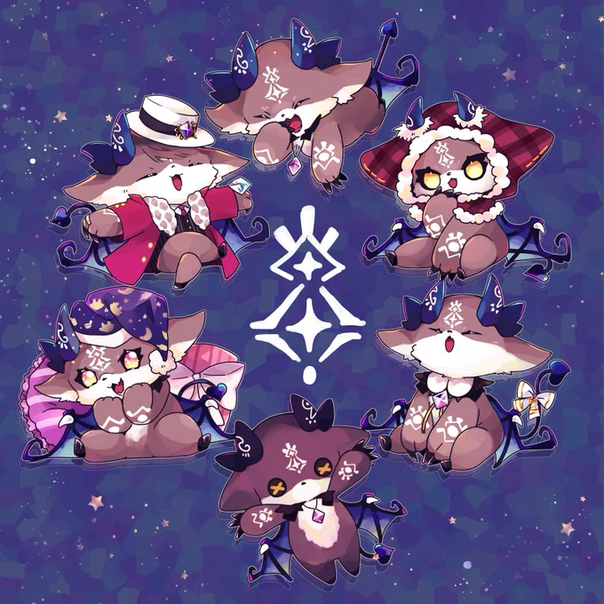 でびる様今年もご発生おめでとうございます!おそろし～い"6"種類のでび様を描かせていただきました!い～っぱいちゅ!!!!#でびる様2022発生祭 #でびるさまにささげるえ 