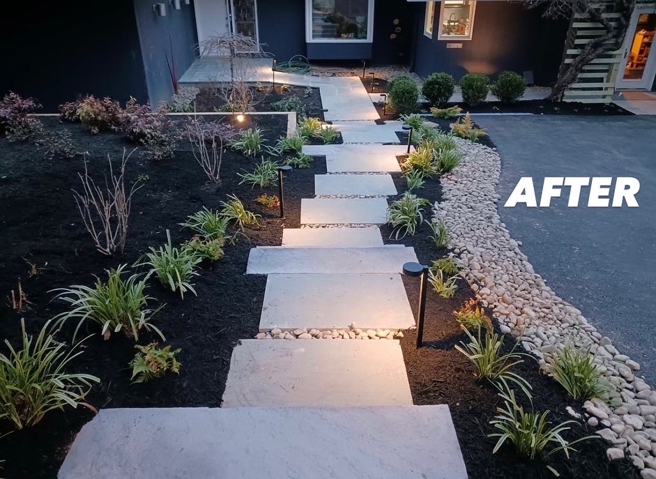 Before & After. Front entrance transformation  

#hardscape #landscape #steps #drivewaygoals