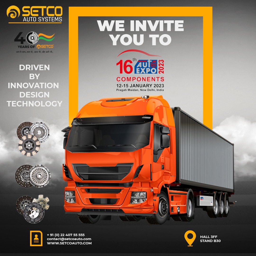 SetcoAutomotive's tweet photo. We are preparing for our participation at the #AutoExpo2023 - we invite you all to come and visit us!!
#engineering #autocomp #clutch #excellence https://t.co/6t3FAI8fGz
