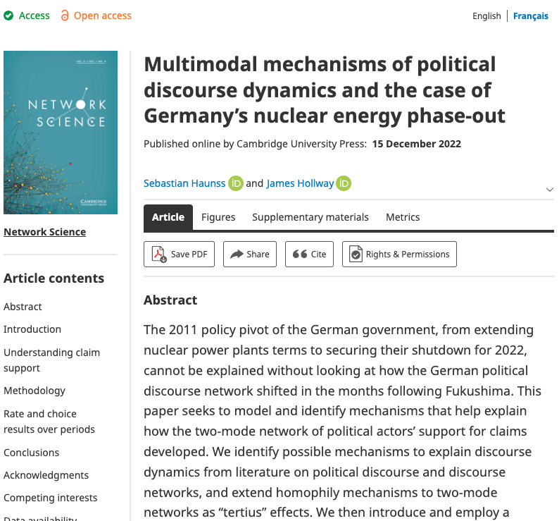 Sebastian Haunss (@sehaunss) on Twitter photo Finally published! Modeling discourse dynamics with DyNAMs (& goldfish) doi.org/10.1017/nws.20… #OpenAccess #NetworkScience Finally published! Modeling discourse dynamics with DyNAMs (& goldfish) doi.org/10.1017/nws.20… #OpenAccess #NetworkScience