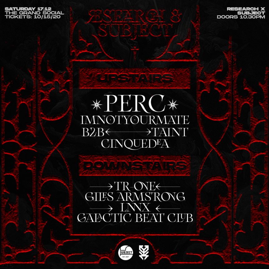 subjectevents's tweet photo. Set times for tonight @TGSDublin
Room 1:
1am - Close: @Perc
11:30pm - 1am: IMNOTYOURMATE b2b TainT
10:30pm - 11:30pm: @Cinquedea4
Room 2:
1am - Close: @Eddie_TrOne
11:30am - 1am: Giles Armstrong
10:30pm - 11:30pm: #GalacticBeatClub
Tickets: https://t.co/754cdRv1X1 #subject15 https://t.co/FXKWcFDqG0