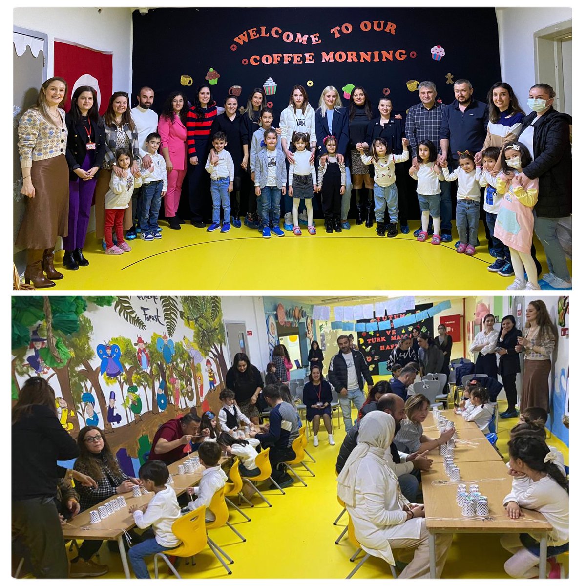 BahcesehirFatsa's tweet photo. Coffee morning is part of our English education in our Kindergarten. We invite our parents to school and do one lesson all together. Starting with a song followed by lots of different activities. Our students and parents successfully participated to the 'Coffee Morning'. https://t.co/kXnORSQvRA