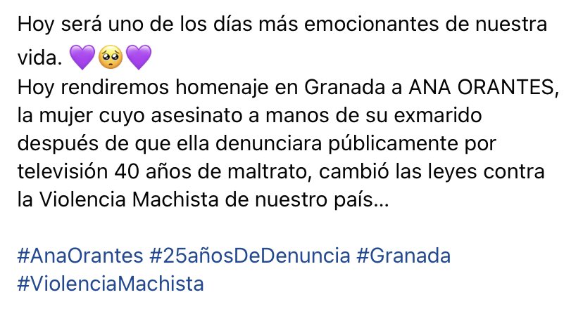 RozalenMusic's tweet photo. Hoy rendiremos homenaje a Ana Orantes, la mujer que cambió las leyes contra la Violencia machista de este país… 💜 https://t.co/i66mJ6g0OU