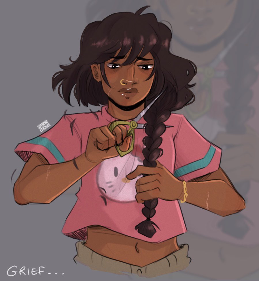 siminiecricket's tweet image. Thinking about Piper cutting her hair because she’s in mourning makes me so sad - she deserved so much better 

This is inspired by the drawing Pmpkn_soup did of Piper after cutting her hair 

#pjotwt #pipermclean #percyjackson #pjo