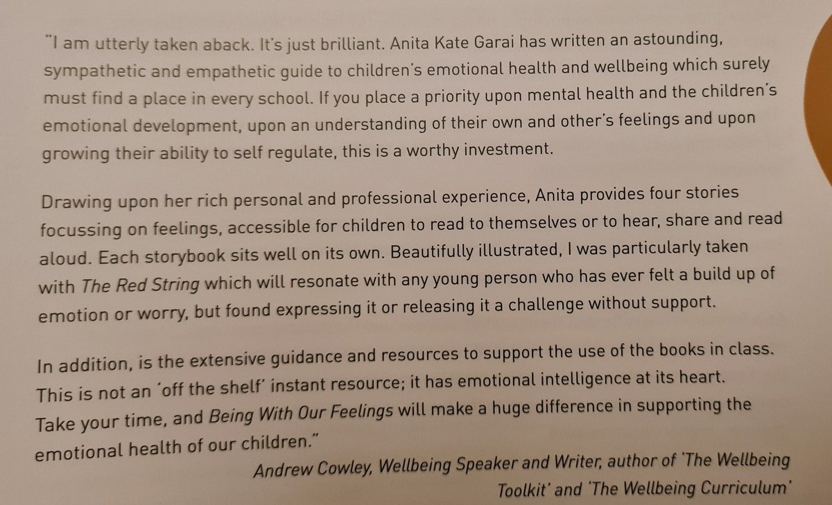 Day 17 of #WellbeingBooks4Advent is the final CPD choice for the month. 
Being With Our Feelings by <a href="/AnitaKateG/">Anita Kate Garai/Being With Our Feelings</a>
A toolkit for emotional literacy and mindful thinking. Foreword by <a href="/AdrianBethune/">Adrian Bethune</a> and thank you Anita for including my endorsement.