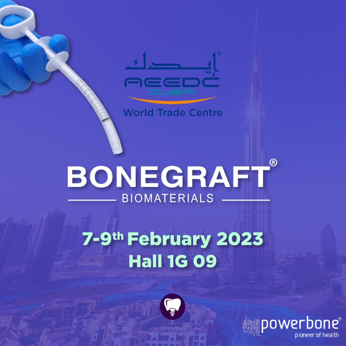 Make sure to put these dates in the diary: 7th - 9th Feb 2023 🗓

@Bonegraft will be exhibiting at AEEDC 2023 in Dubai, UAE, from FEB 07 - 09, 2023, The UAE International Dental Conference and Arab Dental Exhibition.

#Bonegraft #Powerbone #Dubai #AEEDC #UAE #Businesstrip