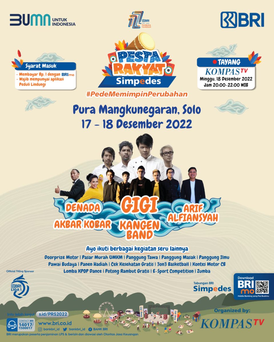 Sentana00's tweet image. Yang lagi pengen bigung mau malming kemana, yukk nonton Gigi, kangen band di PRSSolo 2022 dan masih banyak lagi kegiatannya, jgn sampai ketinggalan 
#PestaRakyatSimpedesSolo2022