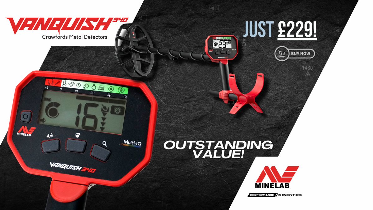 CMDetectors_'s tweet photo. The Vanquish 340 is the base machine in Minelab's Vanquish series and is therefore the cheapest machine on the market with Minelab's amazing Multi-IQ technology. 
If you're looking for quality, this is the detector for you!

Visit our online store
https://t.co/oVJ6db3zF8 https://t.co/fVZAGZmLZw