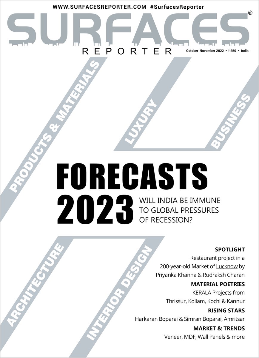 SurfacesMagzin's tweet image. It’s a special issue that has inputs from Real Estate, Architecture, Brands and Design professionals sharing about how they see their work and markets performing in 2023.
#latestissue #magazinecover #surfacesreportermagazine