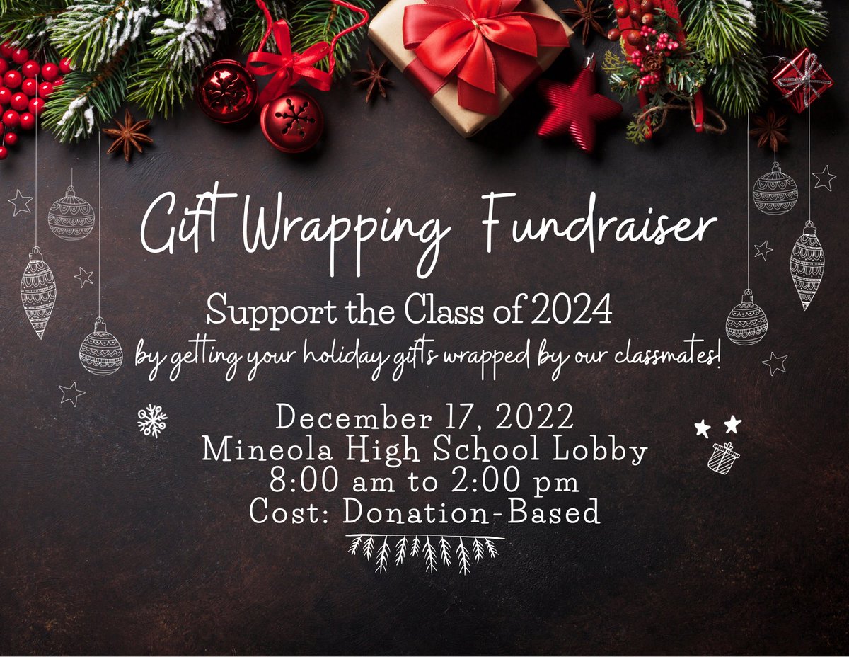Our wrappers are ready! Come support the class of 2024, today! 🎁🎁🎁🎁 <a href="/mineolahs/">Mineola High School</a> <a href="/MineolaHS2024/">Class of 2024</a> <a href="/MrRaimondi6/">Stephen Raimondi</a>