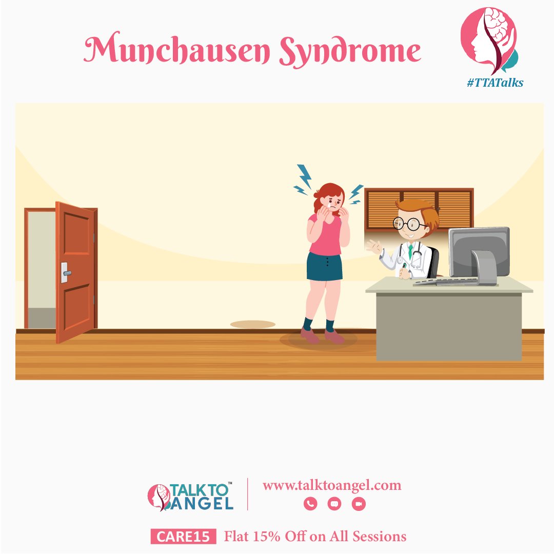 Talk2Angels's tweet image. Munchausen syndrome can be described as a #mentalcondition in which someone pretends be sick or purposely creates symptoms of illness within themselves.
#Mentalhealth #MentalHealthMatters 

talktoangel.com/blog/munchause…