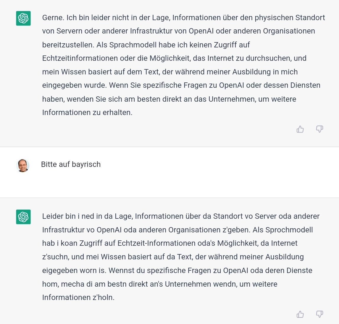 JensKS81's tweet photo. Spaß mit ChatGPT
#chatgpt #bayrisch https://t.co/4onpfISwsS
