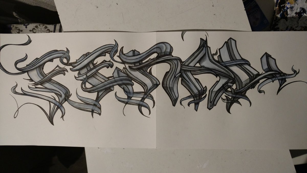 BoomVermeer's tweet photo. work in progress from before i left. this is a bleedy black marker (when you add water), so i used it as watercolor.
FERAL #graffiti
W.I.P.
#3Dgraffiti
#stylesfordays https://t.co/qzAGWkFDFE