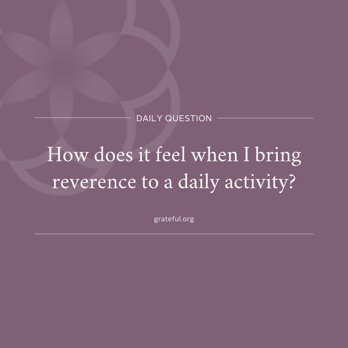 grateful_org's tweet photo. How does it feel when I bring reverence to a daily activity?

https://t.co/tMhYLNT2WA #DailyQuestion #GratefulLiving #Gratefulness #Gratitude https://t.co/YQX7yyEzJS
