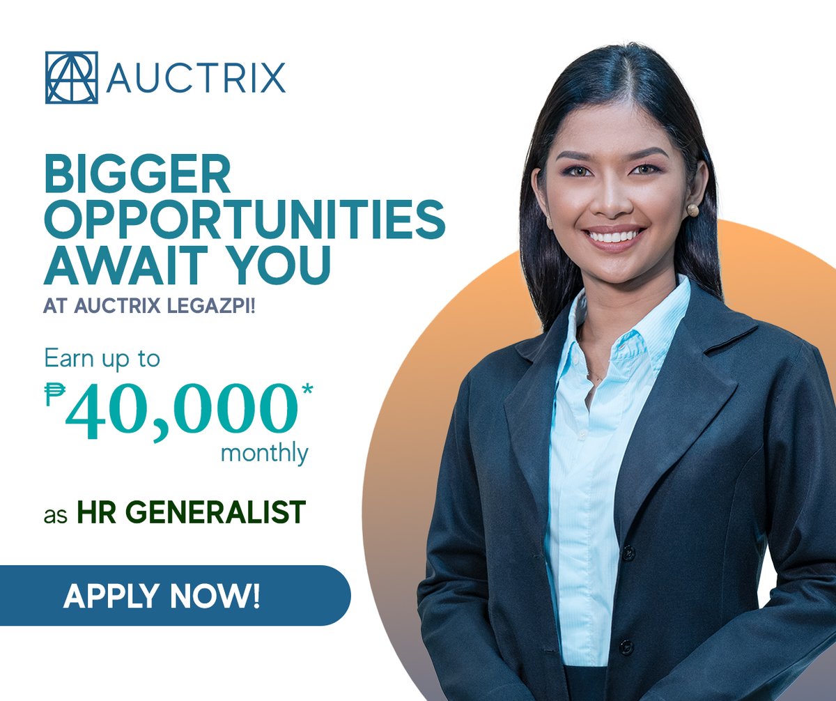 fortemauctrix's tweet photo. We are hiring HR Generalists!
Earn up to P40,000* monthly.
Click here https://t.co/0Mp1ZqaHBq to start your journey with us!
#Auctrix #TogetherWeFly
*Terms and conditions apply https://t.co/9qV21vDVB4