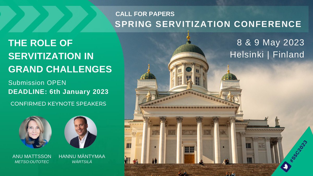 Prof Ali Bigdeli (@profalibigdeli) on Twitter photo 📢 Call for Papers: 2023 Spring #Servitization Conference (8 & 9 May) in Helsinki co-chairing with <a href="/Kohtamaki/">Marko Kohtamäki</a> & <a href="/RodrigoRabetino/">Rodrigo Rabetino</a> from <a href="/univaasa/">University of Vaasa</a>. Deadline 6th Jan. Full details > advancedservicesgroup.co.uk/events/ssc2023/ #Industry40 📢 Call for Papers: 2023 Spring #Servitization Conference (8 & 9 May) in Helsinki co-chairing with <a href="/Kohtamaki/">Marko Kohtamäki</a> & <a href="/RodrigoRabetino/">Rodrigo Rabetino</a> from <a href="/univaasa/">University of Vaasa</a>. Deadline 6th Jan. Full details > advancedservicesgroup.co.uk/events/ssc2023/ #Industry40