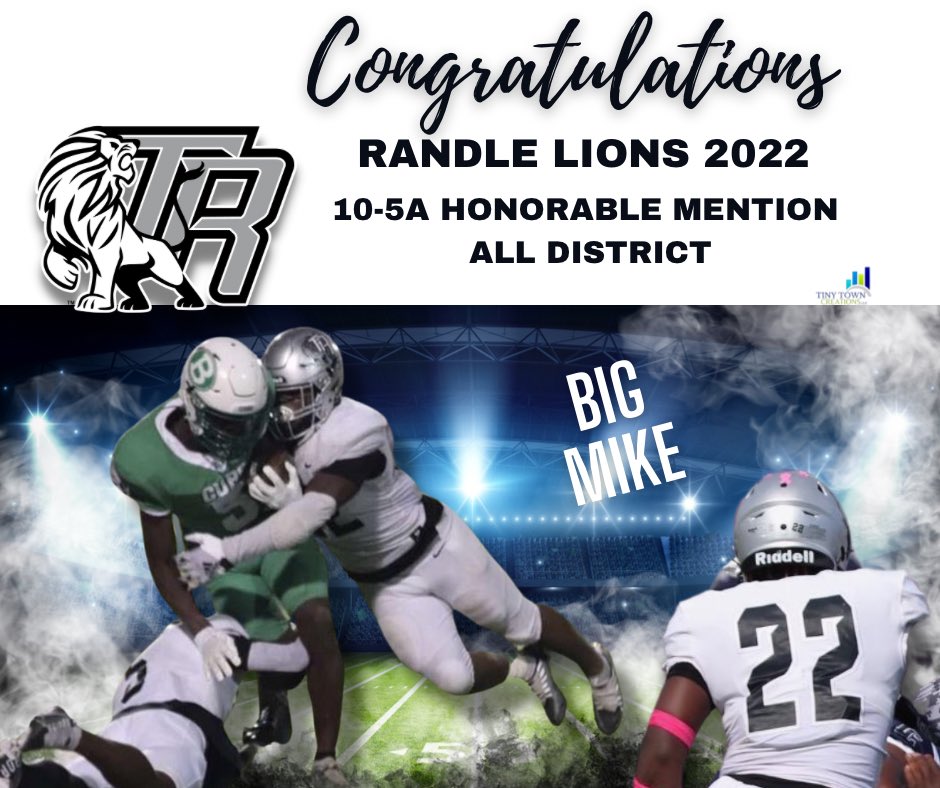 TwintT_2's tweet photo. Congratulations, Big Mike 10-5A Randle Highs 2022 Honorable Mention All District. @trhsathletics1 @TRHS_ABC @BrianRandle40 @CoachHaack09 @RandleHS https://t.co/fxZQOZSiI2