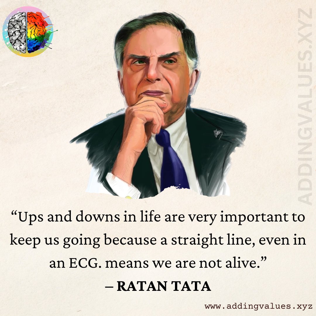 AddingValuesHQ's tweet image. &quot;Ups and downs in life are very important to keep us going because a straight line, even in an ECG. means we are not alive.&quot;
- RATAN TATA @RNTata2000

#MondayMotivation #MotivationalQuotes #AddingValues #BusinessIntelligence #tata