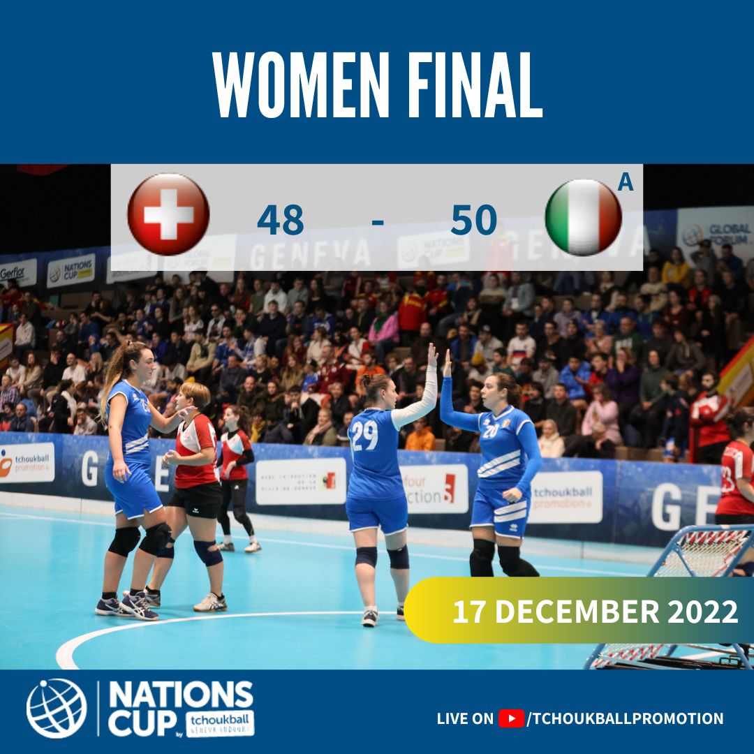 Here are the results of the Women's finals! 🟡🔵🤾‍♂️🏆🇮🇹🇨🇭
#GenevaIndoors #TGI #Tchoukball #NationsCup #Tchouksuisse #TchoukballGeneve #TGI2022