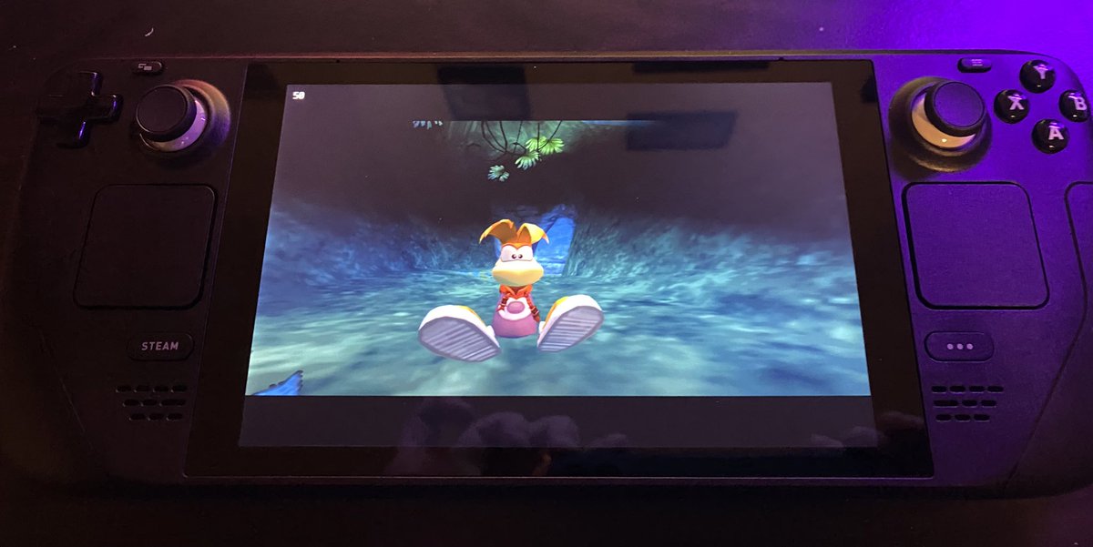 RaymanUbisoftUK's tweet photo. Rayman 2 and 3 on the steam deck! 😍 I can finally play all the Rayman games on the go and in my bed 😊 https://t.co/7aTUVPx85R