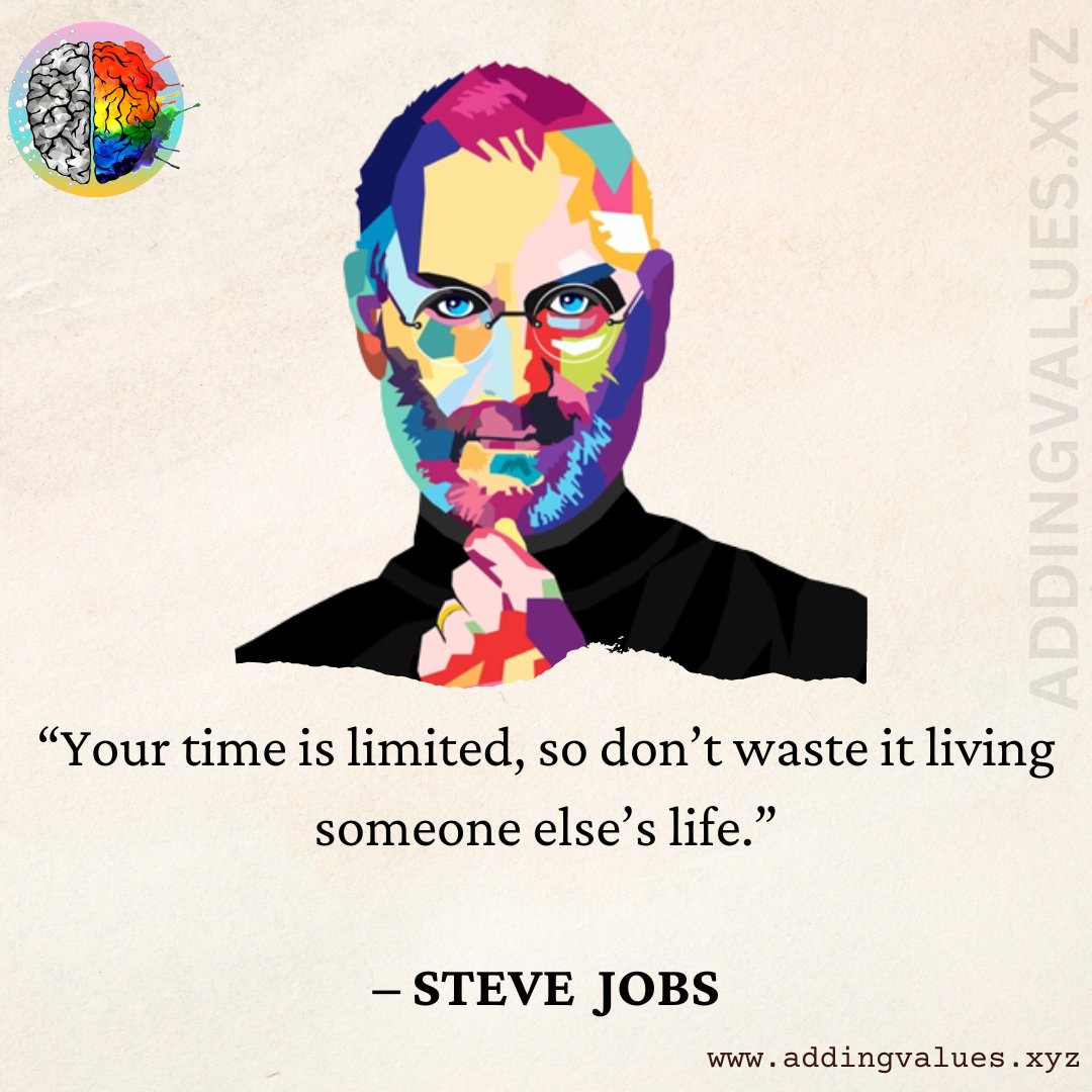 AddingValuesHQ's tweet image. &quot;Your time is limited, so don&apos;t waste it living someone else&apos;s life.&quot;
- STEVE JOBS

#MondayMotivation #MotivationalQuotes #AddingValues #BusinessIntelligence #Apple #SteveJobs