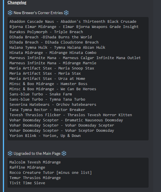 cEDH_DDB's tweet photo. ❄ DECEMBER 2022 DDB UPDATE ❄
https://t.co/Wph7OScuYn should reflect these changes shortly

[Note: We will not be responding to anything about the DDB on twitter. Please use the discord for discussion or feedback on submissions. Link to discord: https://t.co/9SWQM491yj] https://t.co/9vKEVIkp1y