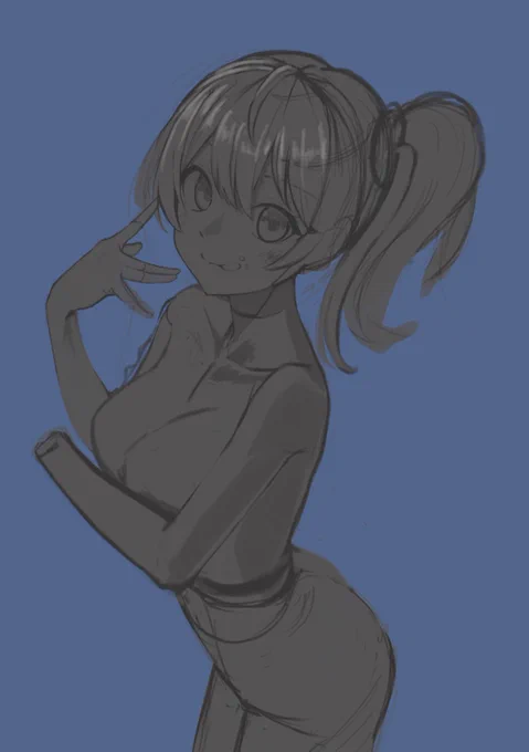 進捗 少し加筆腕周りを中心に少し描き進めてました( ˘ω˘ )サイドテールが描けたら服を描く予定…多分 