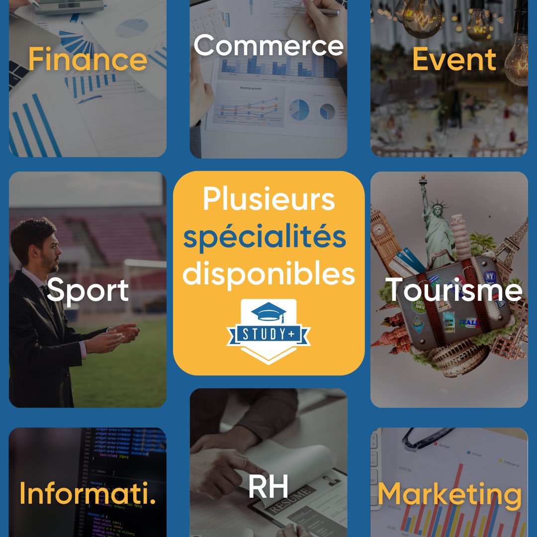 StudyPlusAfrica's tweet photo. Study Plus vous propose un large choix de spécialités pour poursuivre vos études en France. 👨‍🎓🇫🇷

#lafranceaumaroc #commerce #informatique #rentréedécalée #campusfrance #campusfrance2023 #studyplusafrica #inscriptionetudeenfrance #etudiant #ecoledecommerce #université https://t.co/BYBcJhI6iv