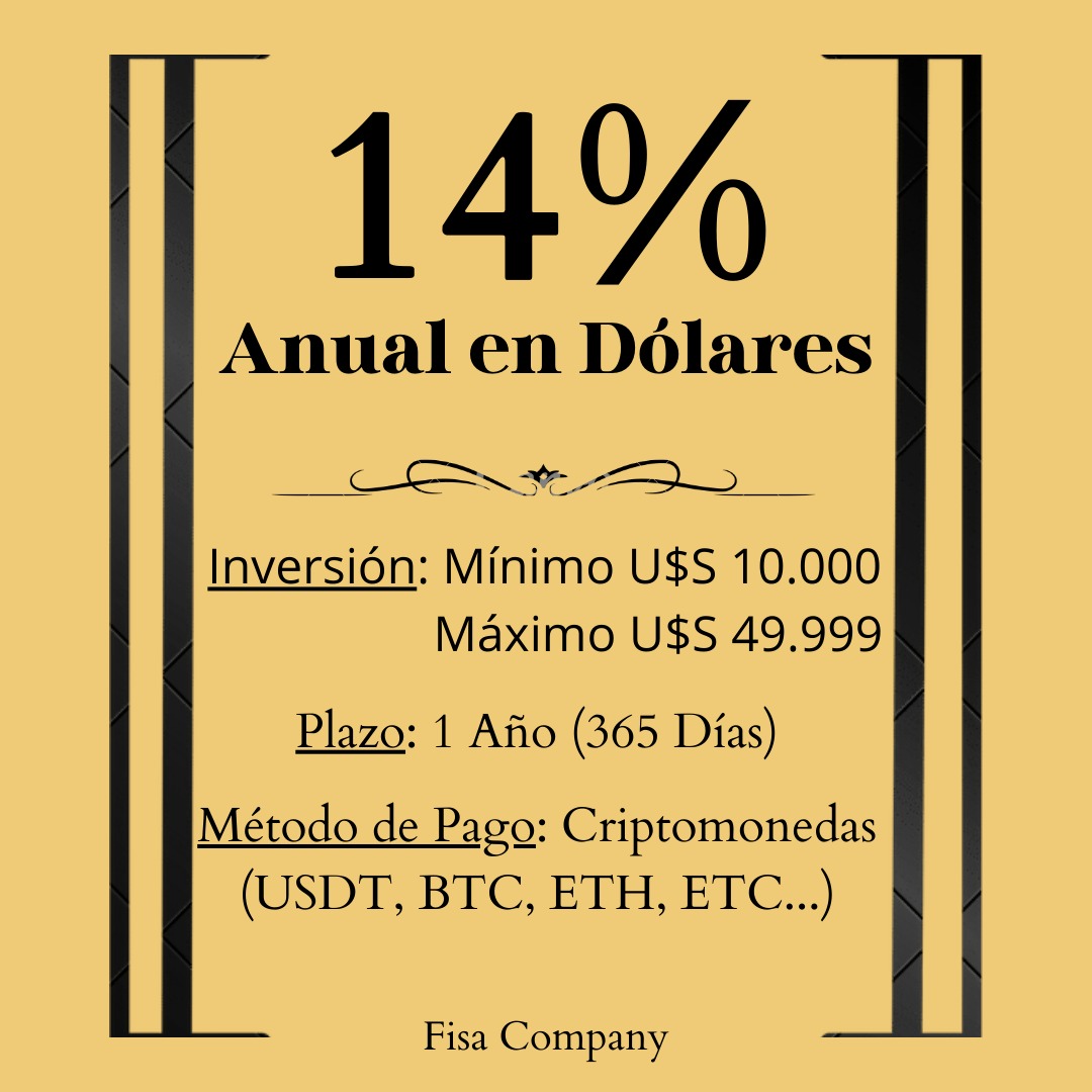 FisaCompany's tweet photo. Conoce nuestros Plazos Fijos en Dólares 💰💯💯
Con una Tasa de interés Anual de hasta el 18%💥

Pará comenzar hoy contactanos a través de WhatsApp.📞⚡
https://t.co/TK8n9HXtbp

#fisacompany https://t.co/5lNDXtJpkT