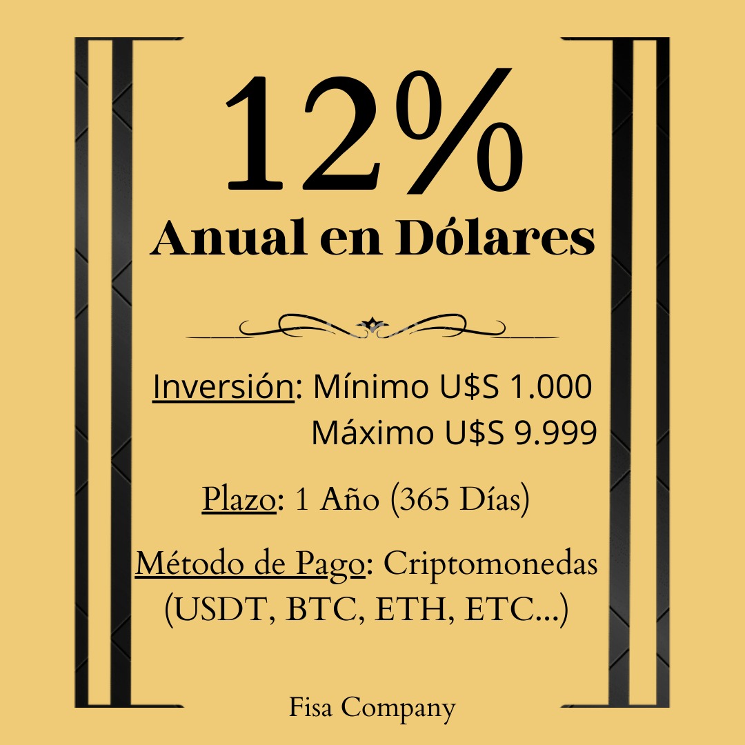 FisaCompany's tweet photo. Conoce nuestros Plazos Fijos en Dólares 💰💯💯
Con una Tasa de interés Anual de hasta el 18%💥

Pará comenzar hoy contactanos a través de WhatsApp.📞⚡
https://t.co/TK8n9HXtbp

#fisacompany https://t.co/yQ87EZ3hw3