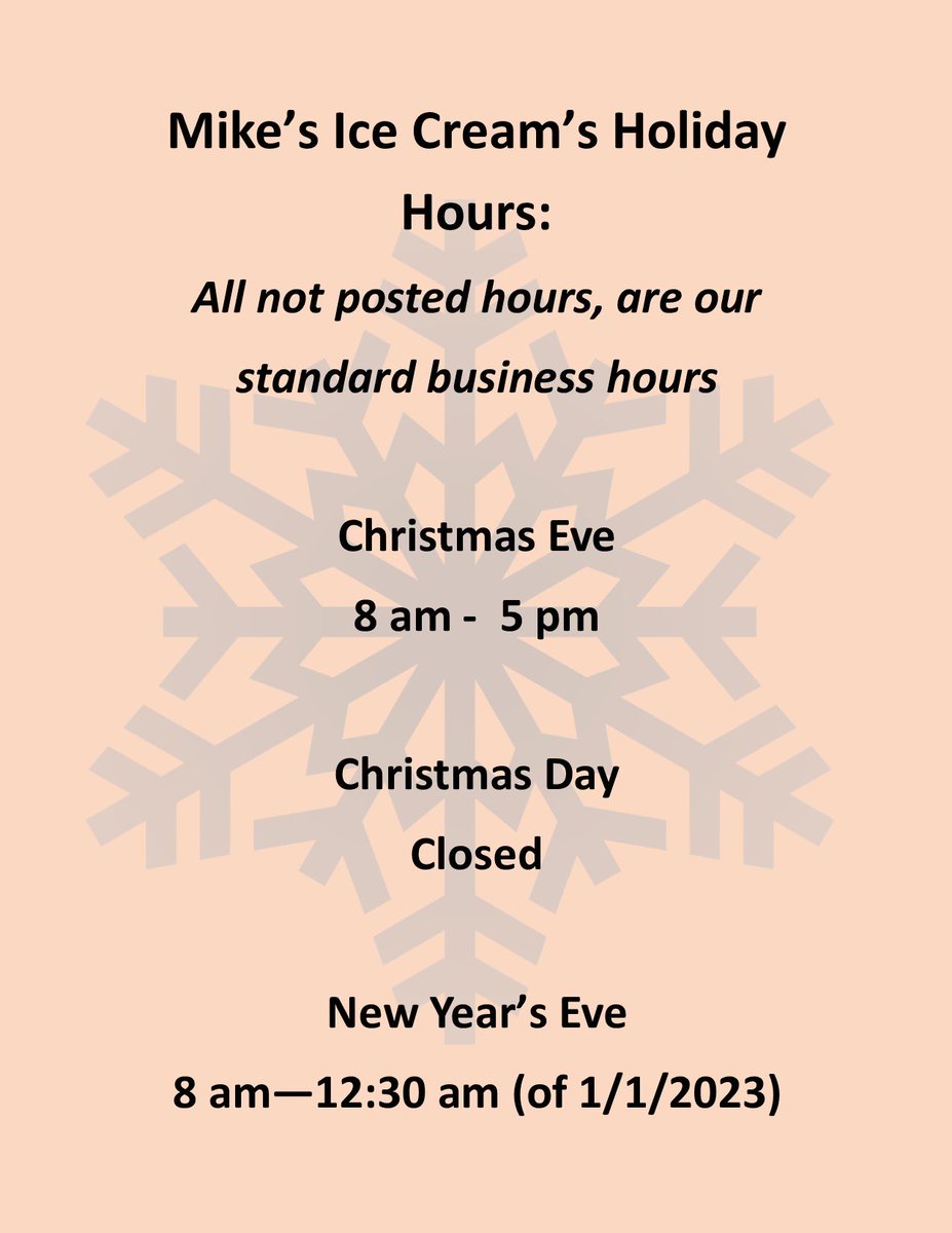 Happy Holidays to everyone!  We want to make sure you know our slight changes to the hours we will be open, coming up.  #nashville #coffee #icecream #hotchocolate #happyholidays