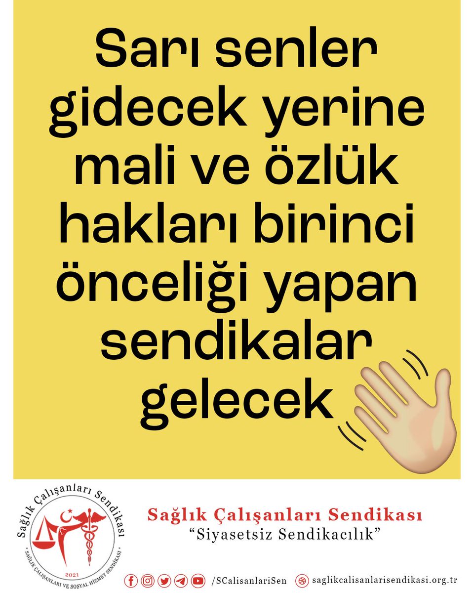 #sendikaltercihimedokunma
@SCalisanlariSen
Sendikacılıkta Çalışanların Hakkı birinci önceliktir bazılarının sendika barajı birinci önceliği olmuş .