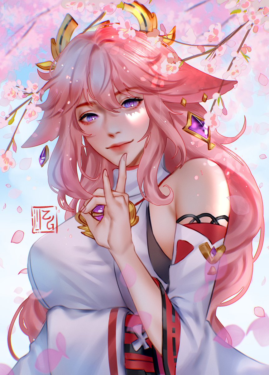 🌸🦊
#YaeMiko #Genshinlmpact #fanart #illustration