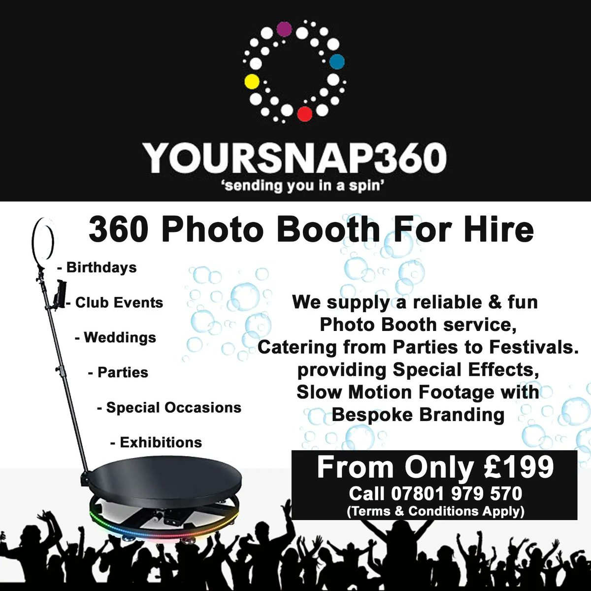 UltraVisionUK's tweet photo. Your Snap 360 ‘Sending you in a Spin’
360 photo booth for hire!
Supplying a reliable and fun photo booth service, with special effects, slow motion footage and bespoke branding.
From only £199. T&amp;Cs apply
Contact: 07801 979 570
#events #photobooth #360photobooth #parties https://t.co/mUJ1IfG4eR