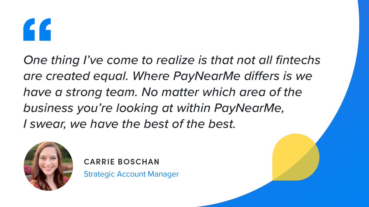 PayNearMe's tweet photo. We're so proud that Carrie Boschan is a part of the PayNearMe team! We tend to agree - when it comes to team members, we really do have "the best of the best!" 👏 https://t.co/vCYk3Xltq2