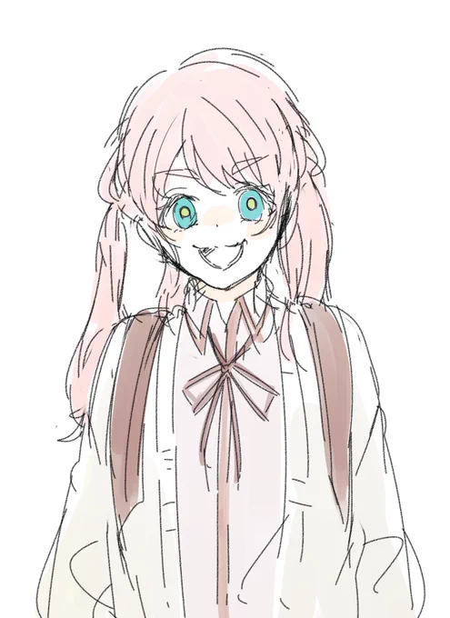 ピンクツインテ可愛く描けた 