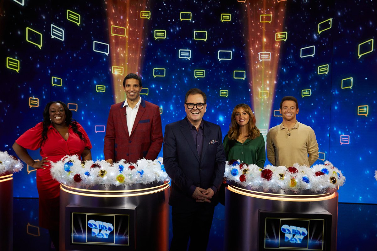 🎄 Alan Carr’s #EpicGameshow returns with a Celebrity Christmas special 🎄 @1Judilove, @realjoeswash, @jamosfoundation and @realsamia must get on the same wavelength in guessing game Child’s Play to win big money for their chosen charities. Watch this Sunday on @ITV at 7pm.