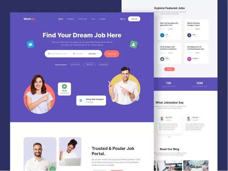 uihutofficial's tweet photo. Job Portal Landing Page - WorkUp
https://t.co/BVNY8J6vpg
Hello design lovers. Here we are with Job Portal Landing Page.
#JobPortalLandingPageWorkUp #jobportallandingpage
#JobLandingPage #jobwebsite #business #employers
#candidates #jobsearch #jobalert #webtemplate
#uidesign https://t.co/mOIEoIC2uL