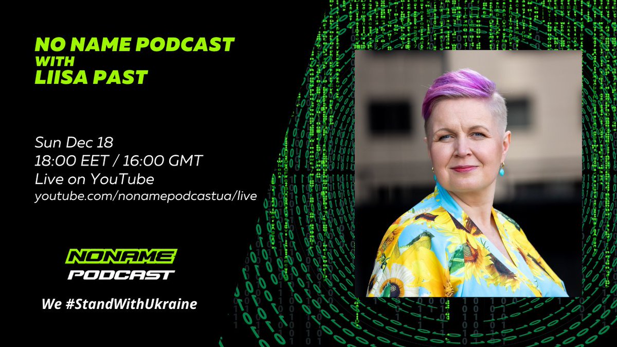 no_podcast's tweet photo. 🚨We're excited to have @LiisaPast as our next guest! 
Join us this Sunday on YouTube at 18:00 Kyiv time (16:00 GMT) to discuss cyber defense. Post your questions and we will provide options to donate to 🇺🇦 at the stream and in recording #standwithukraine
https://t.co/kh0iDdbIzH https://t.co/F7XyFt7wlS