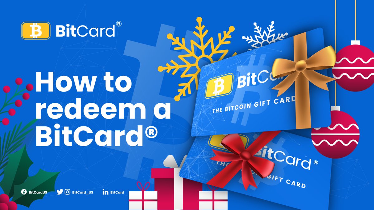 Bitcard_US's tweet photo. Let's say you received a #BitCard as a Christmas Gift. 🎅

How do you redeem it? Simple! ✅

1) Visit https://t.co/HG6lHraVOb &amp; register/log in
2) Complete the KYC Verification
3) Redeem your BitCard to your wallet

https://t.co/F6PdLa7nuD https://t.co/fIZlsbEPRH