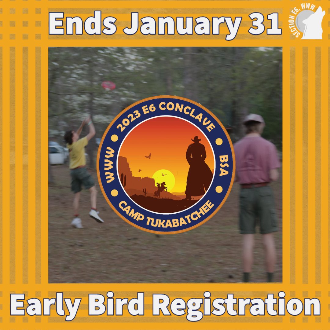 Early Bird registration for Conclave is still open! This year you will receive a deck of Section E6 playing cards for Early Bird registration. Register for Conclave at sectione6.oa-bsa.org/program/concla… by January 31, 11:59 PM CDT to be included in Early Bird registration.