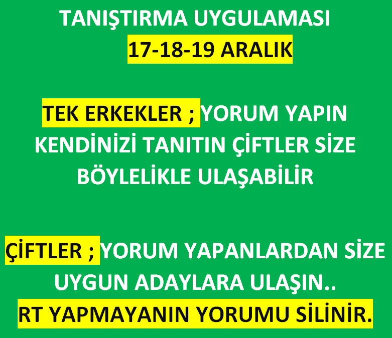 RT Yapmayanın YORUMU SİLİNİR.

<a href="/5SERKANBEY/">KADIN SIRLARI 🐣</a> SAYFASINI TAKİP EDİN BİNLERCE ÇİFT BU SAYFADA..